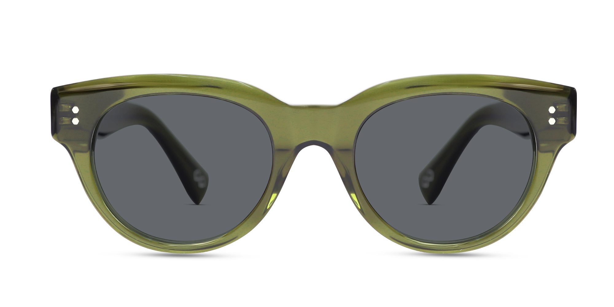 Crystal Olive Green Cat-Eye Sunglasses-1