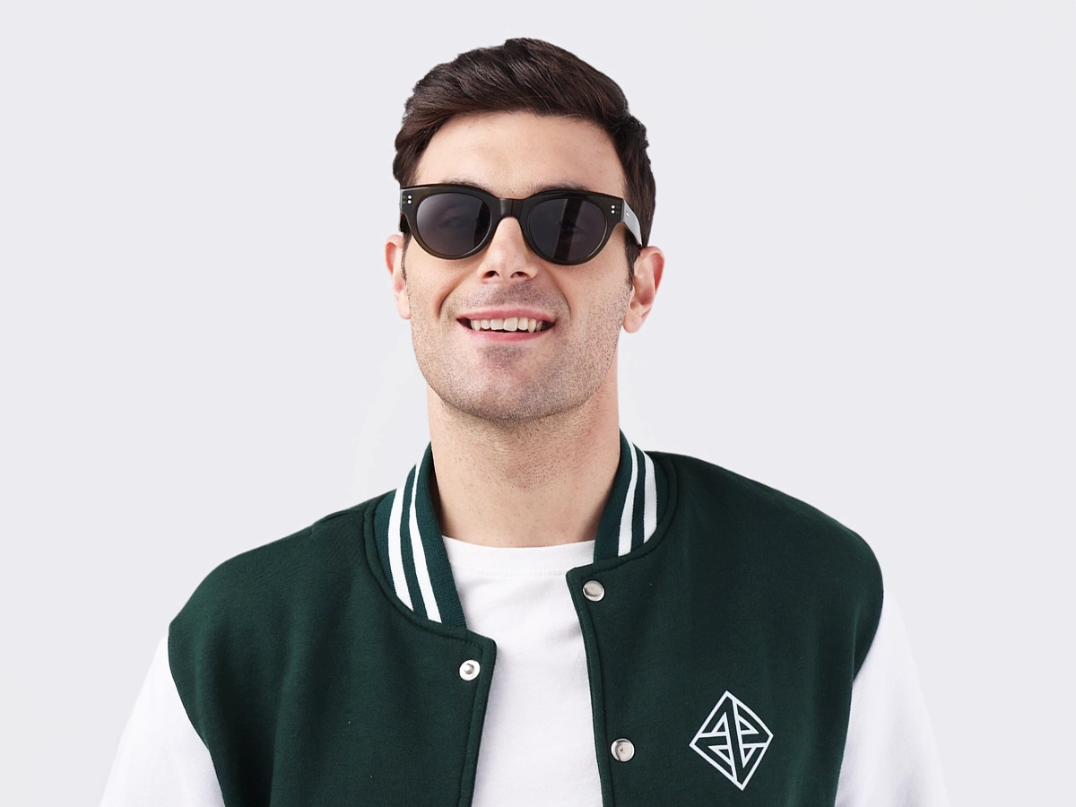 Crystal Olive Green Cat-Eye Sunglasses-1