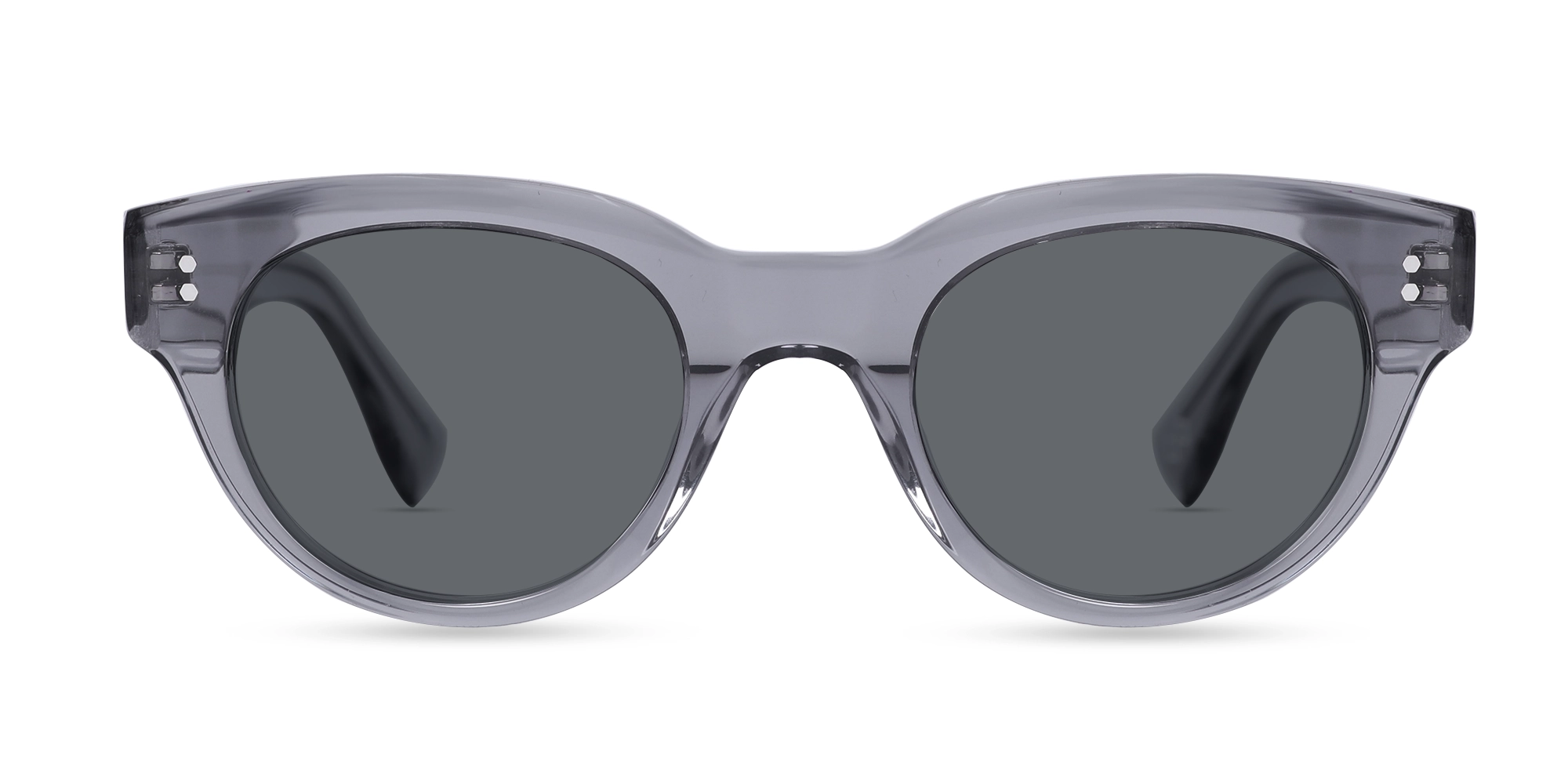 Crystal Blueish Grey Cat-Eye Oval Sunglasses-1