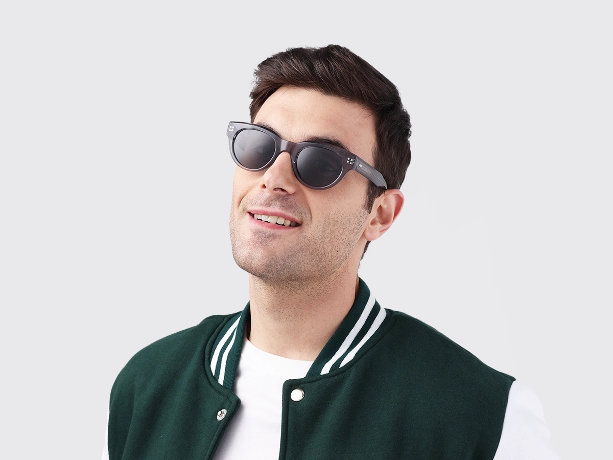 Crystal Blueish Grey Cat-Eye Oval Sunglasses-1