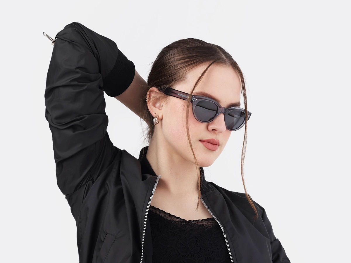 Crystal Blueish Grey Cat-Eye Oval Sunglasses-1