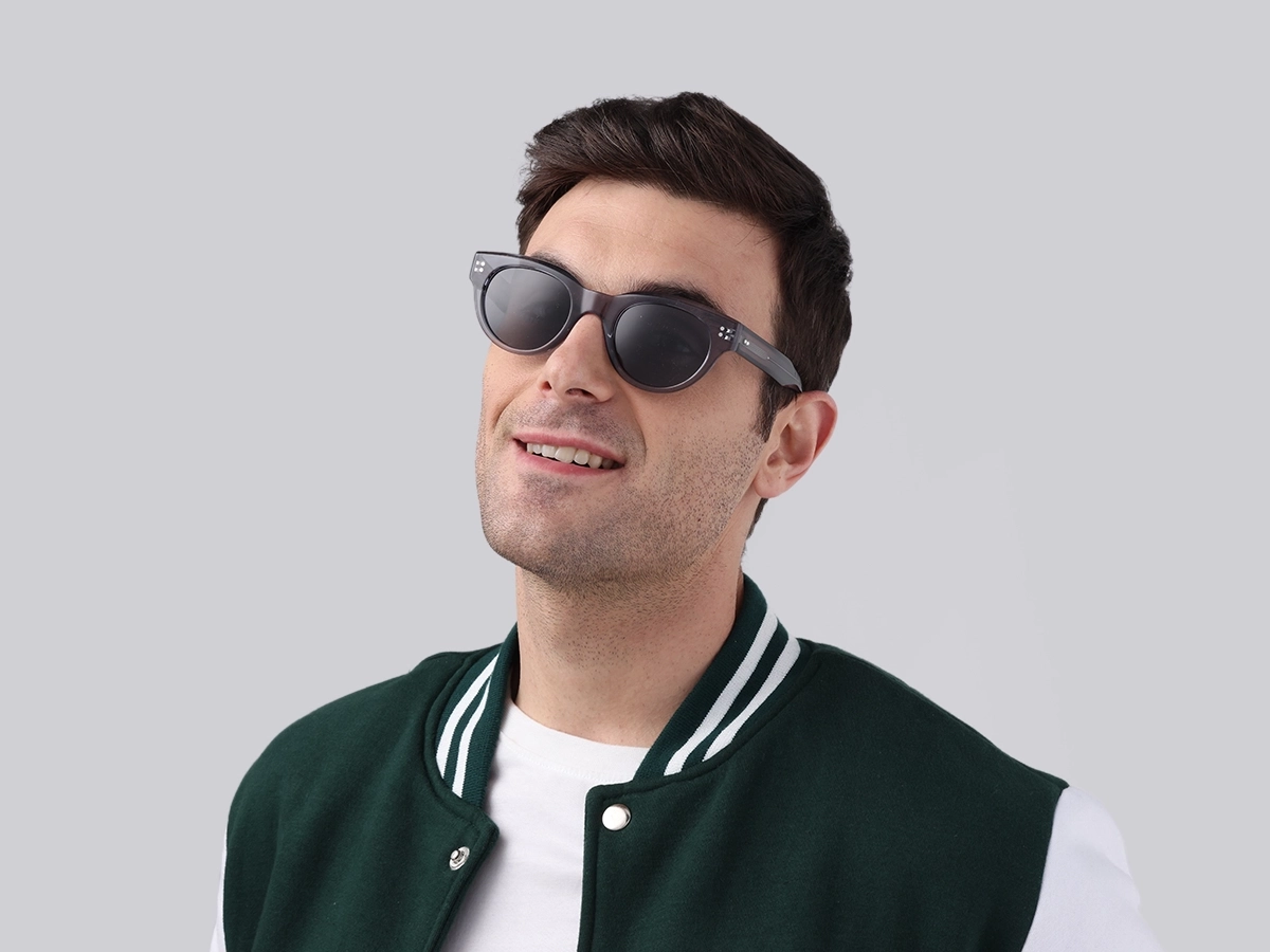 Crystal Blueish Grey Cat-Eye Oval Sunglasses-1