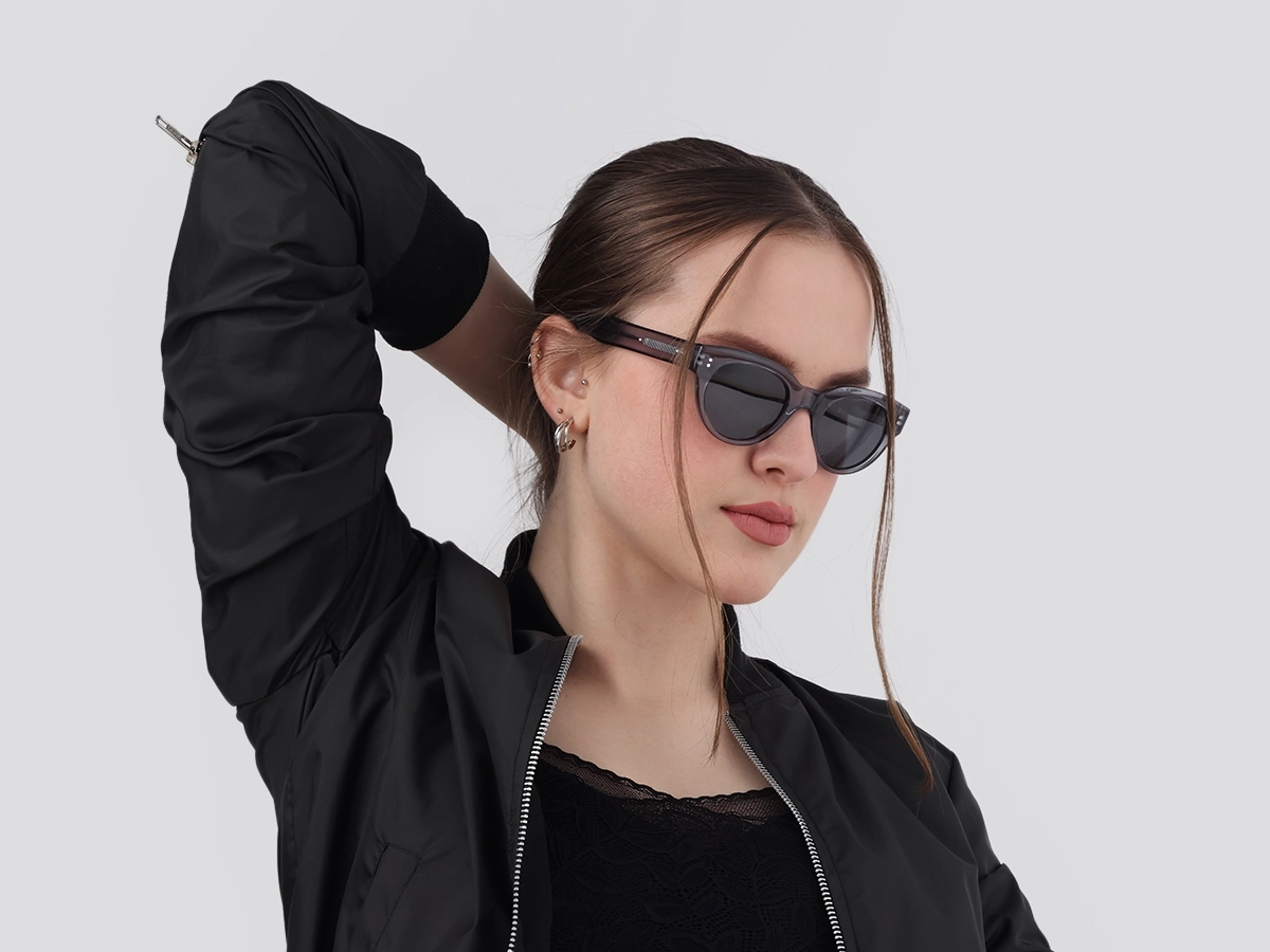Crystal Blueish Grey Cat-Eye Oval Sunglasses-1
