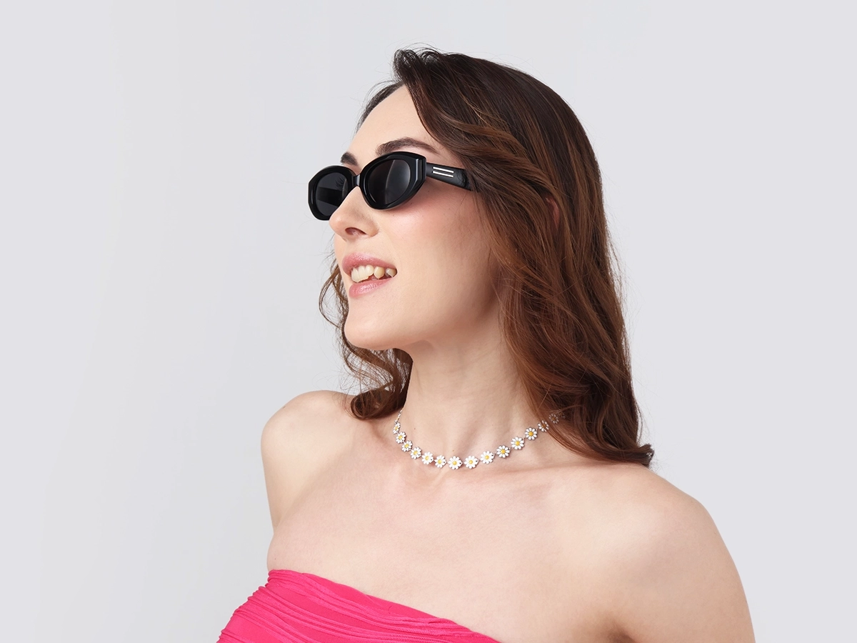 Black Oval Acetate Full-Rim Sunglasses-1