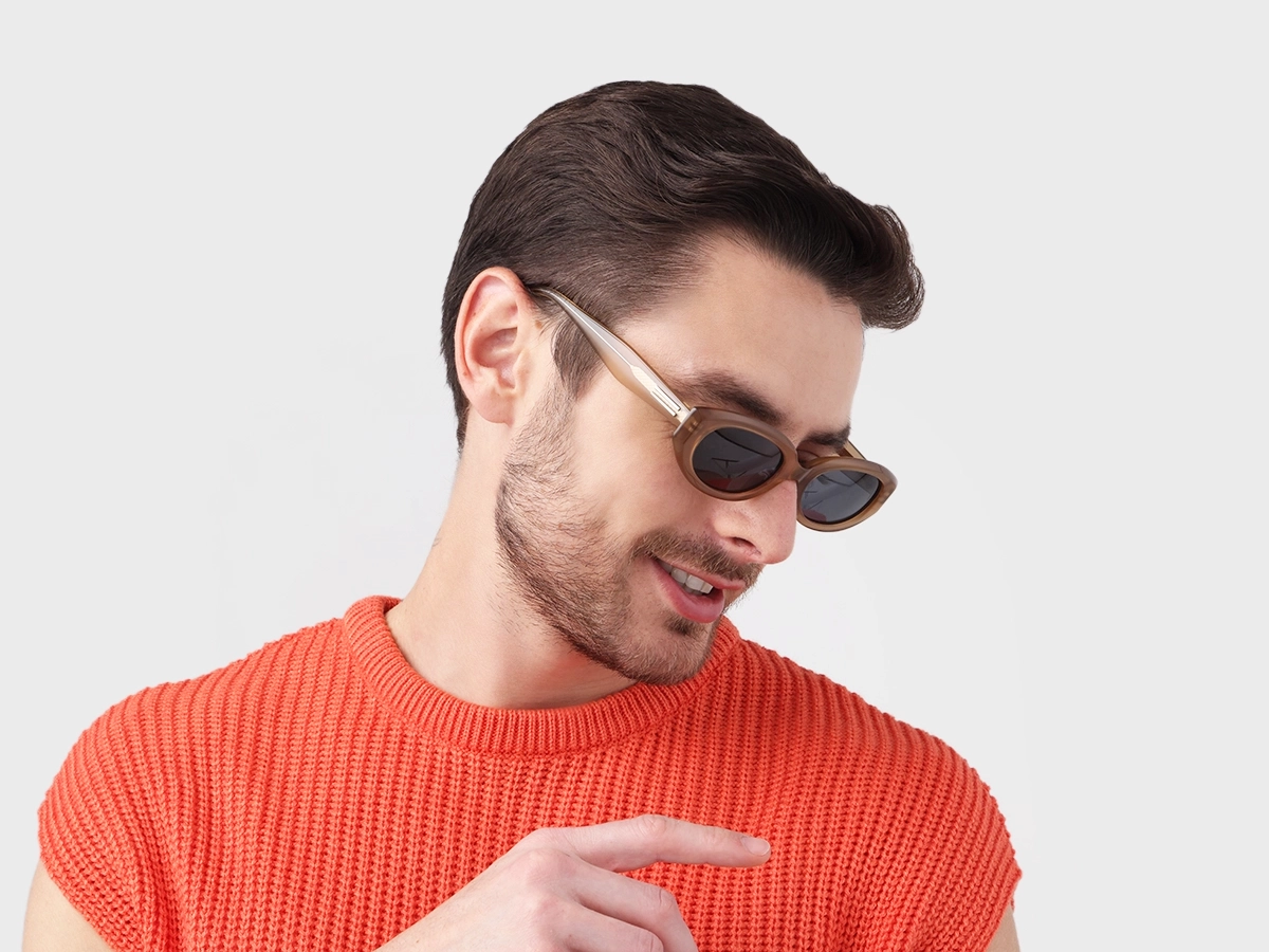 Cafe Latte Oval Acetate Full-Rim Sunglasses-1