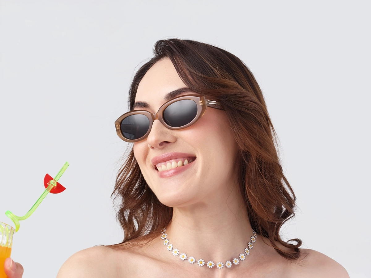 Cafe Latte Oval Acetate Full-Rim Sunglasses-1