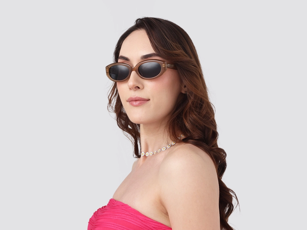 Cafe Latte Oval Acetate Full-Rim Sunglasses-1
