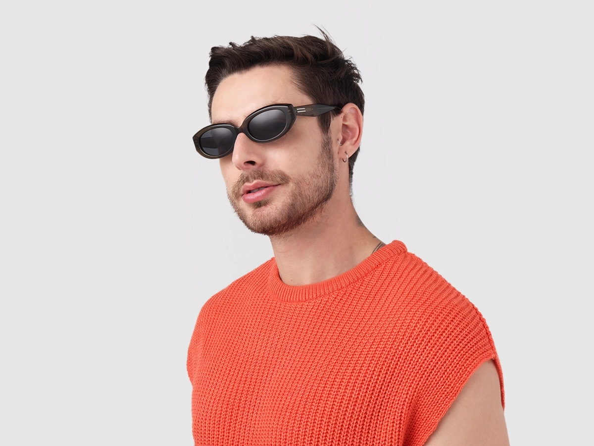 Crystal Khaki Oval Acetate Full-Rim Sunglasses-1