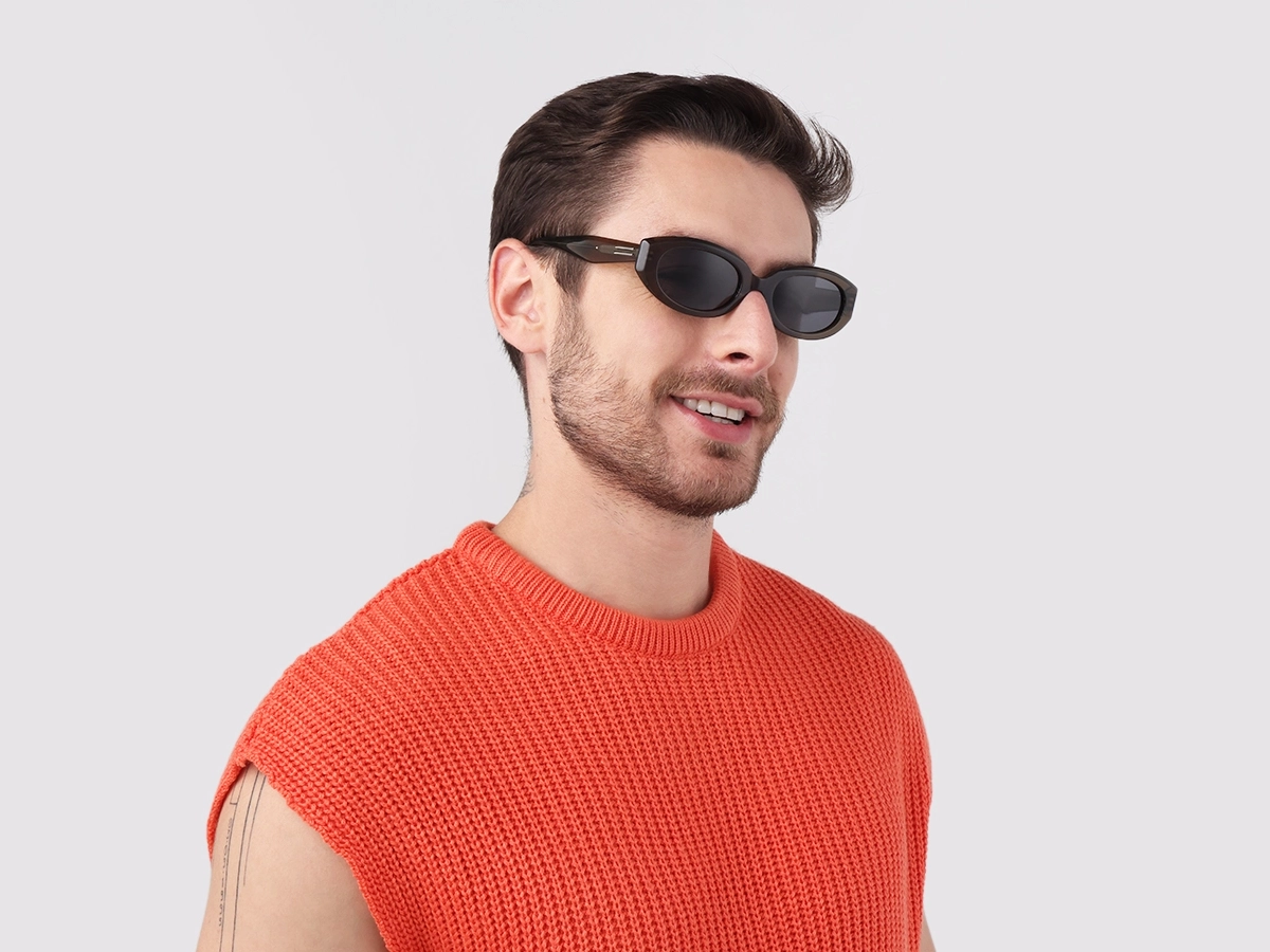 Crystal Khaki Oval Acetate Full-Rim Sunglasses-1