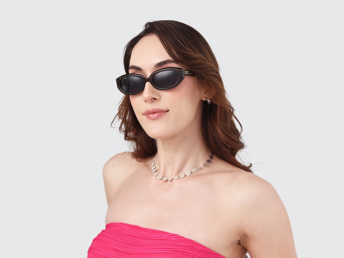 Crystal Khaki Oval Acetate Full-Rim Sunglasses-1