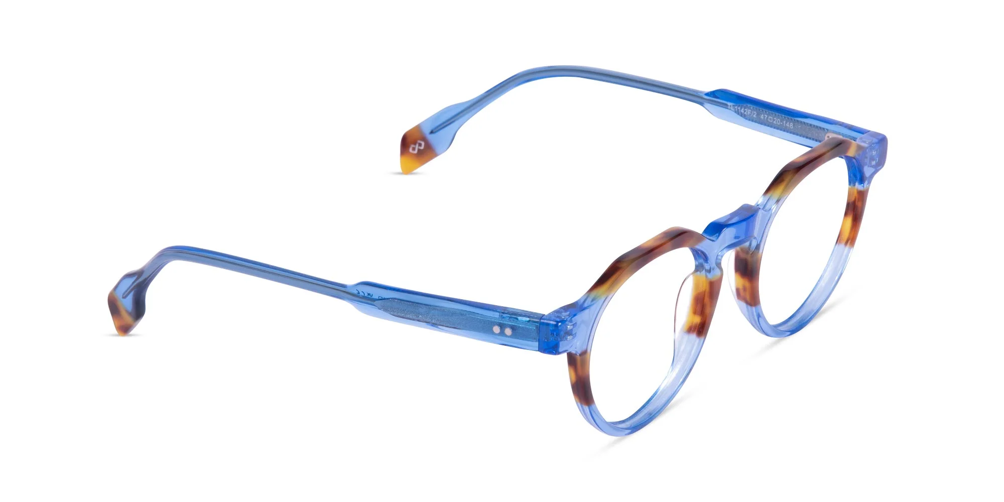Caramel Tortoise Crystal Blue Glasses-1