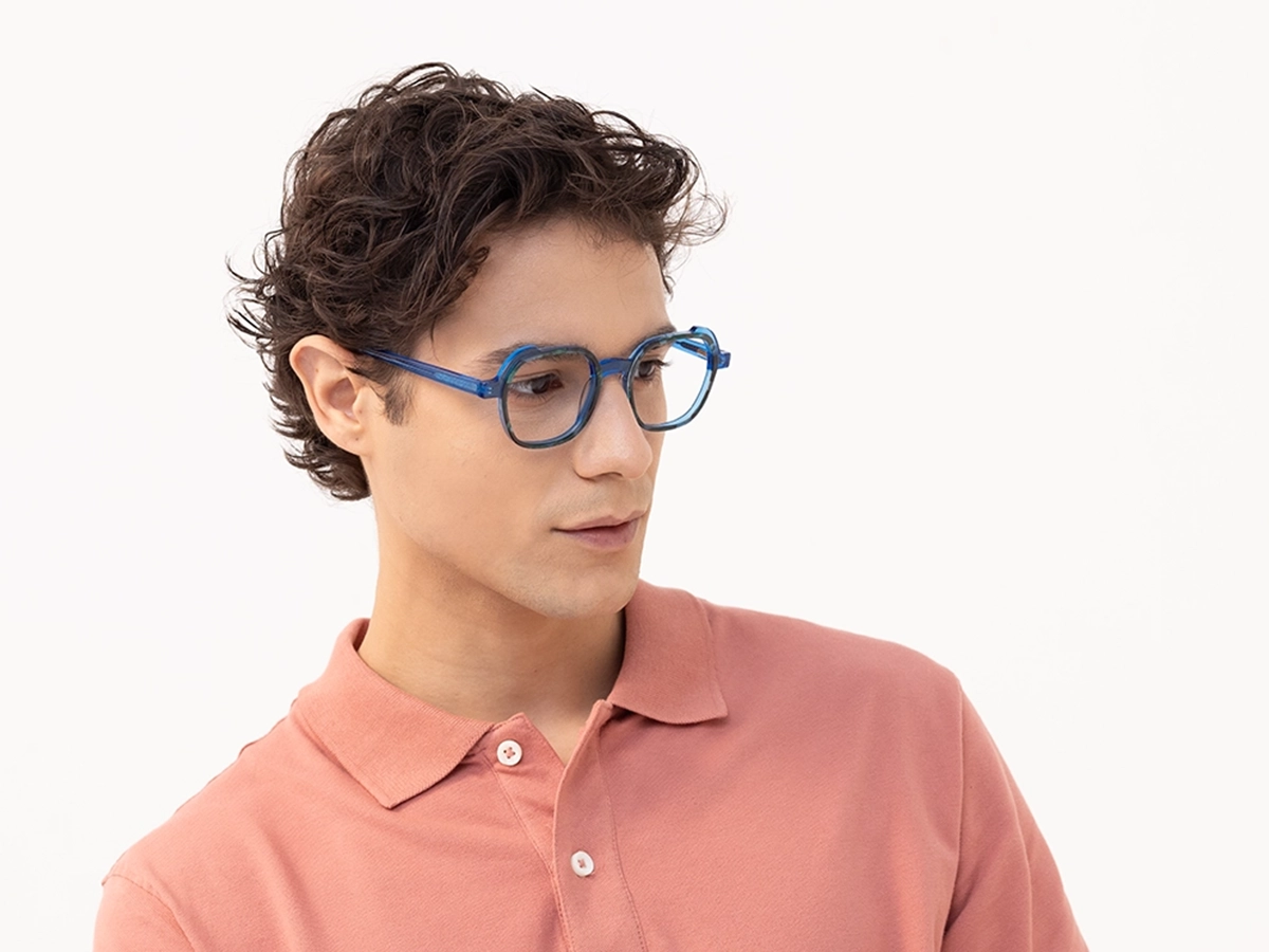 Marble & Blue Square Full Rim Glasses-1