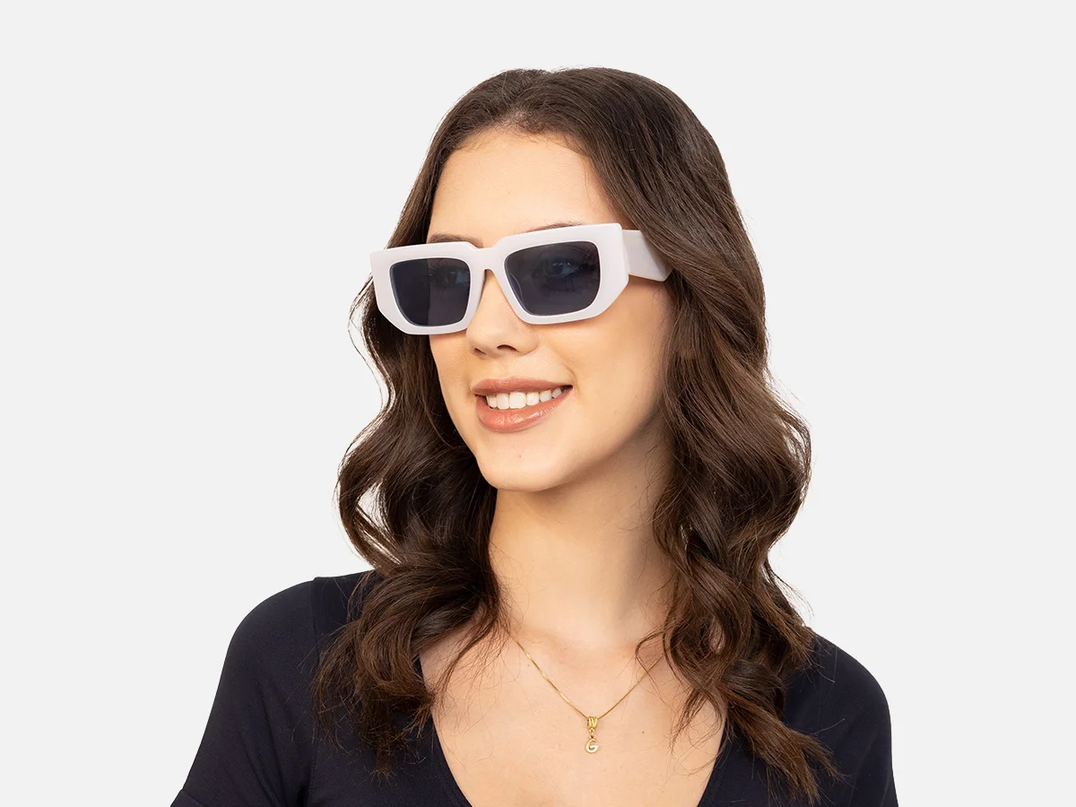 White Rectangle Sunglasses-1