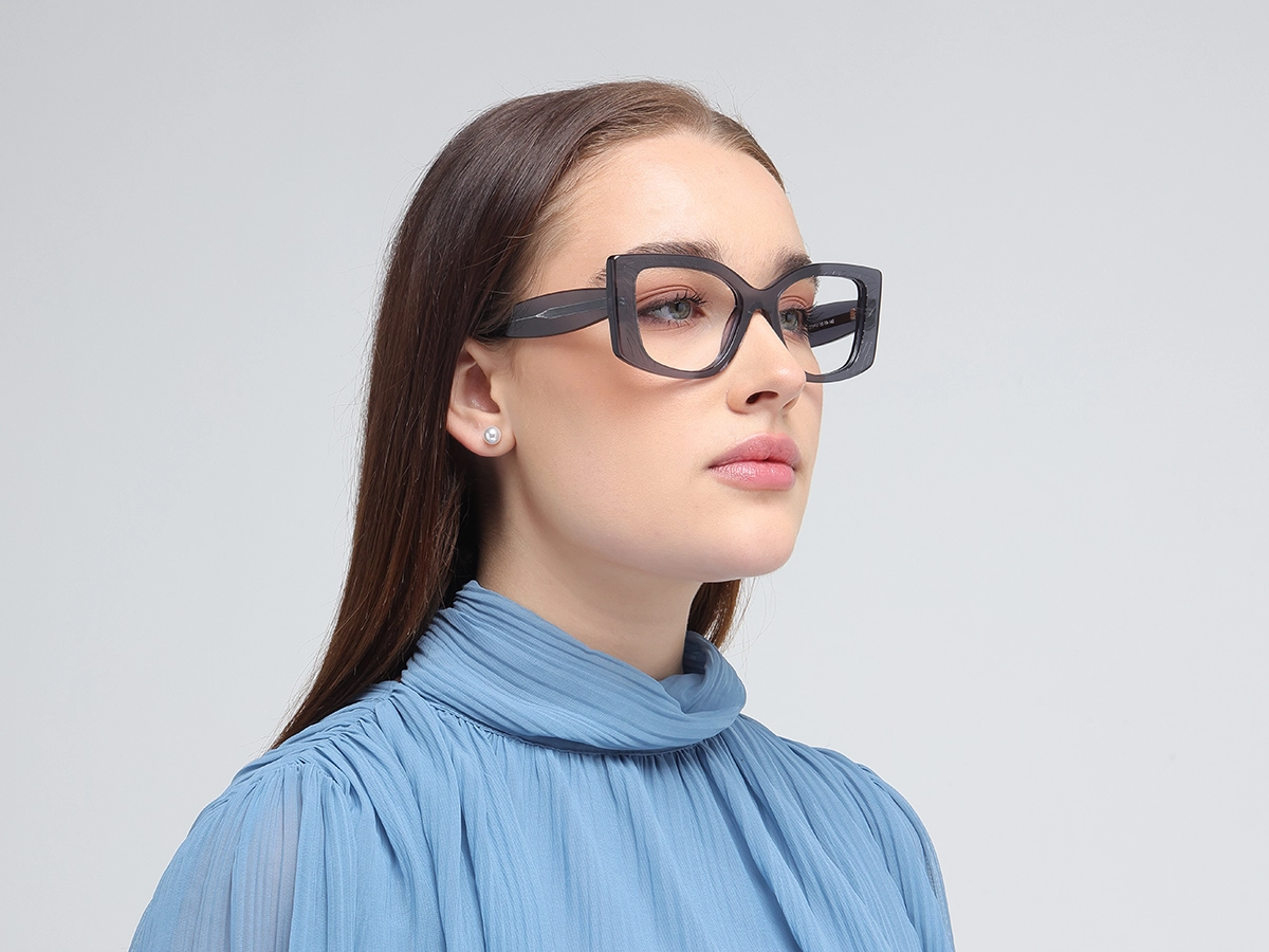 Crystal Charcoal Grey Oversized Eyeglasses-1