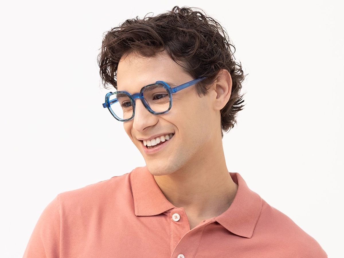 Marble & Blue Square Full Rim Glasses-1