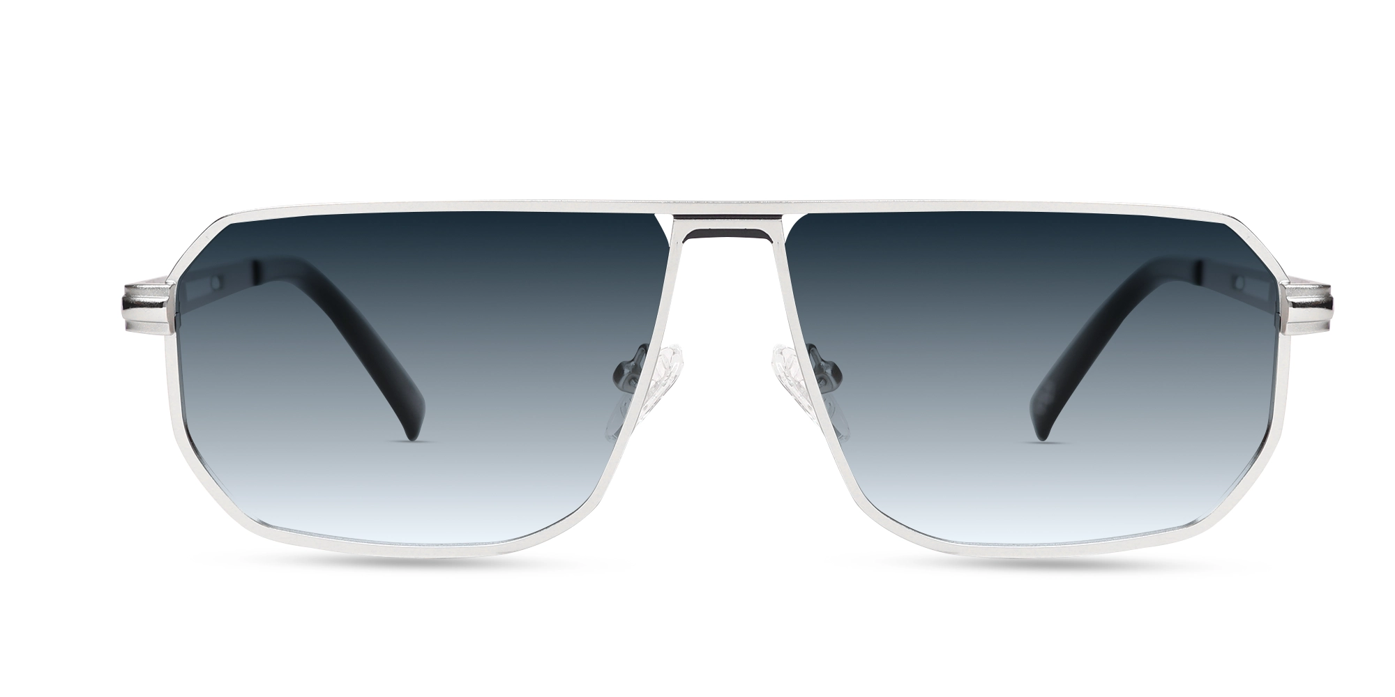 Matte Silver Pilot Flat Top Sunglasses-1