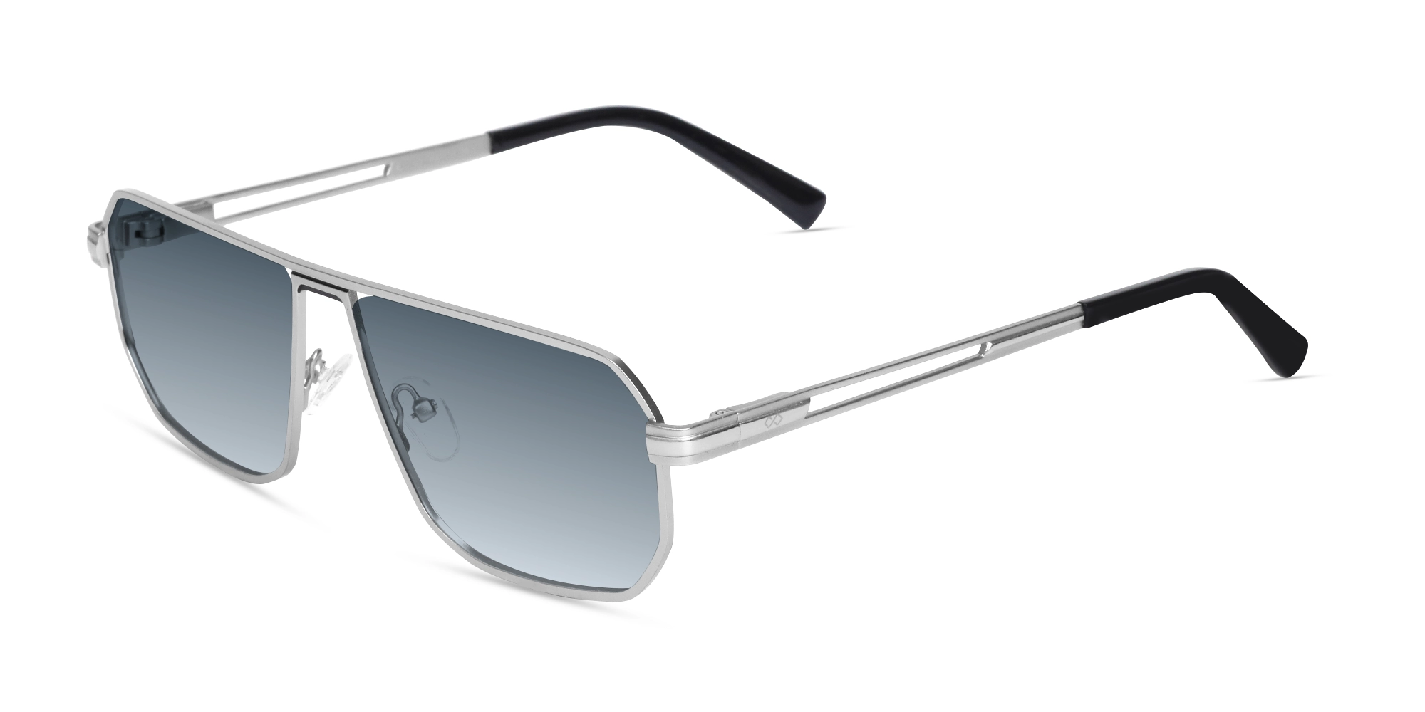 Matte Silver Pilot Flat Top Sunglasses-1