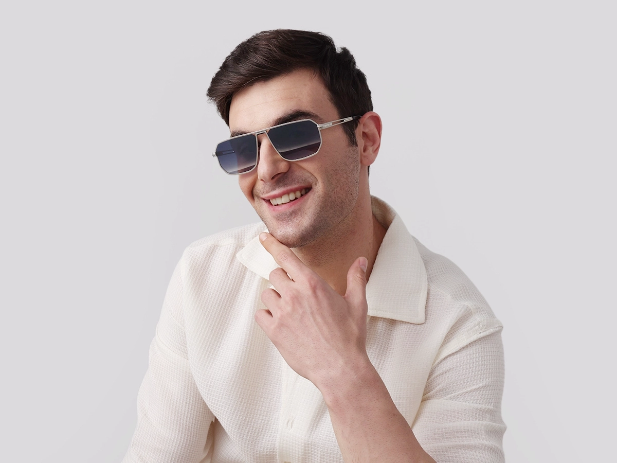 Matte Silver Pilot Flat Top Sunglasses-1