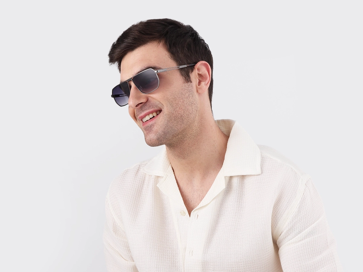 Matte Gunmetal Pilot Flat Top Sunglasses-1