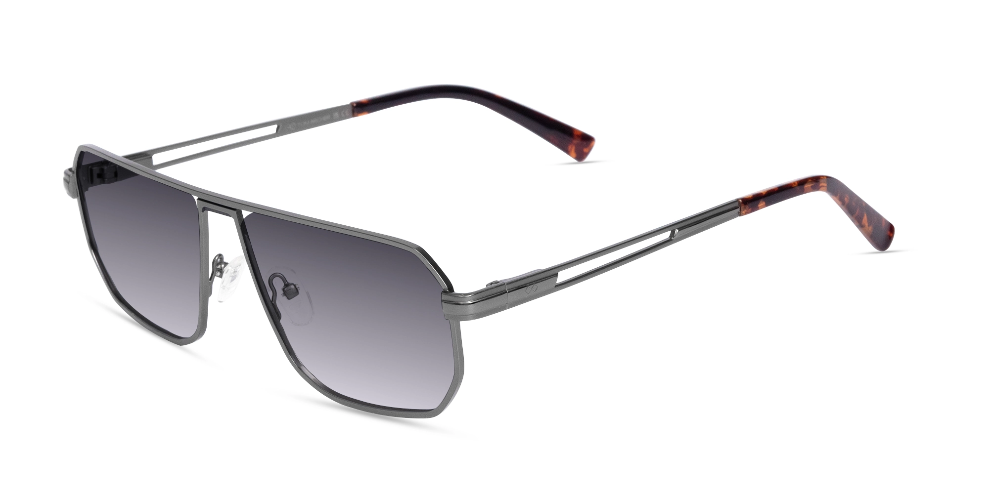 Matte Gunmetal Pilot Flat Top Sunglasses-1