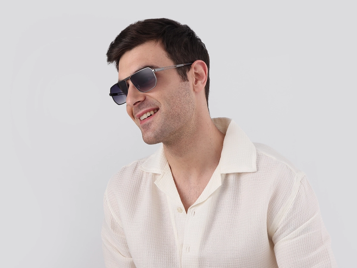 Matte Gunmetal Pilot Flat Top Sunglasses-1