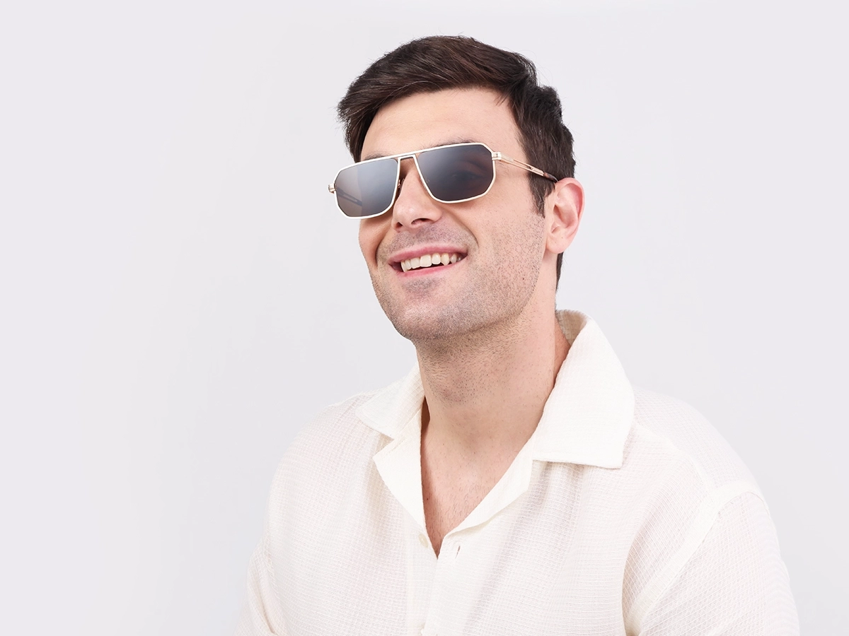 Matte Champagne Gold Pilot Sunglasses-1