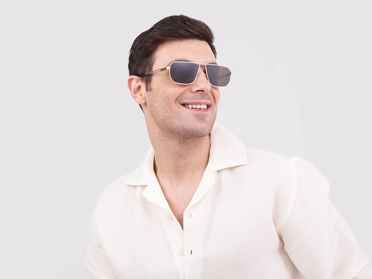 Matte Champagne Gold Pilot Sunglasses-1