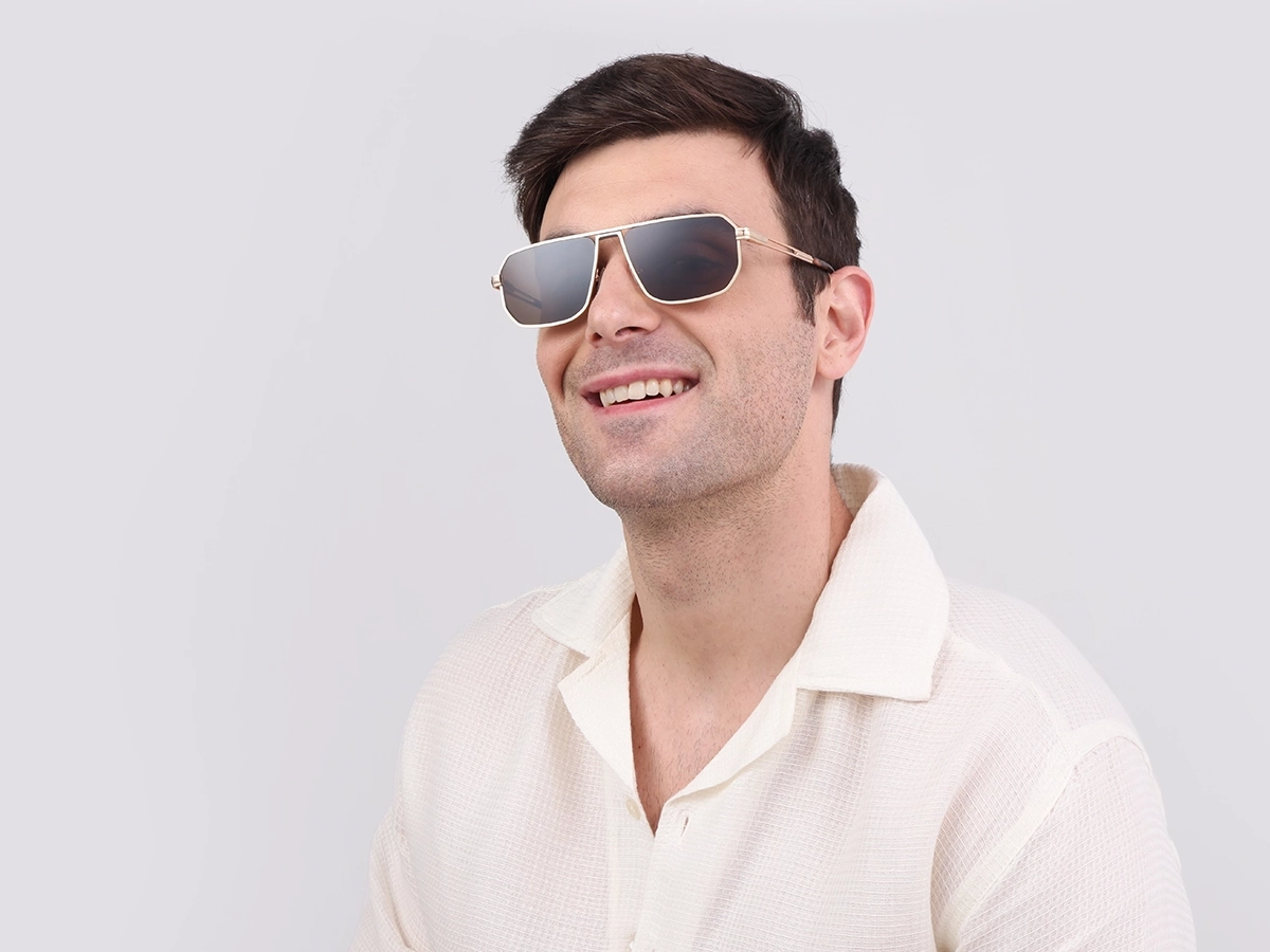 Matte Champagne Gold Pilot Sunglasses-1