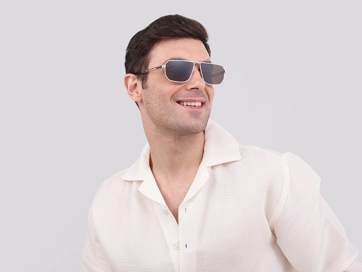 Matte Champagne Gold Pilot Sunglasses-1