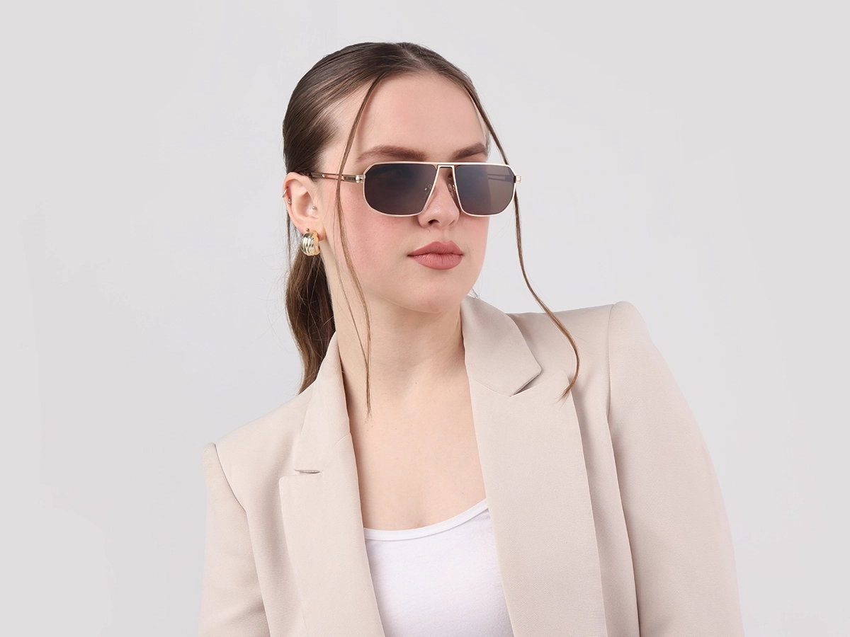 Matte Champagne Gold Pilot Sunglasses-1