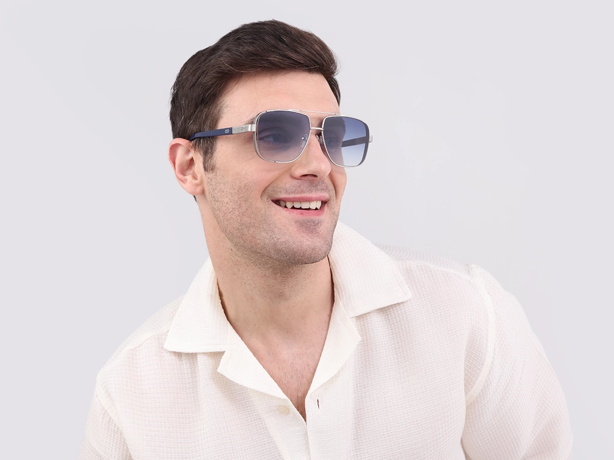 Matte Silver Double Bridge Sunglasses-1
