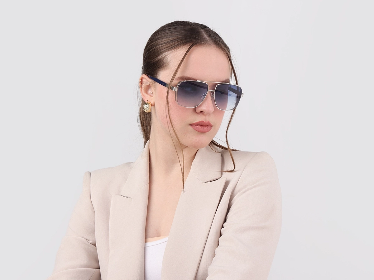 Matte Silver Double Bridge Sunglasses-1