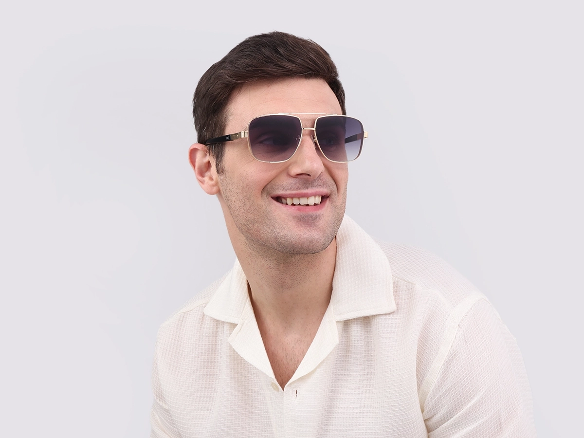 Gold Pilot Double Bridge Sunglasses-1