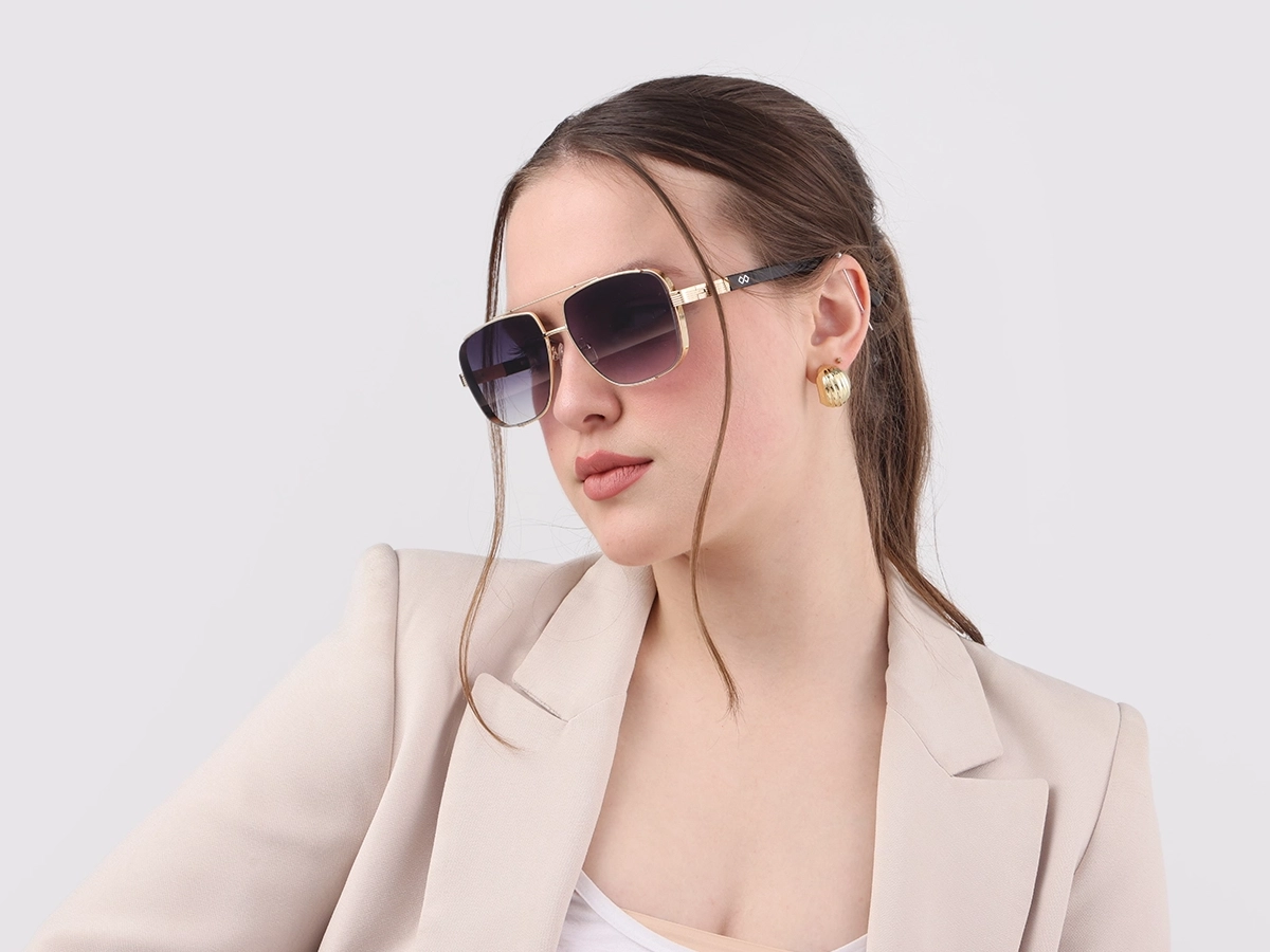 Gold Pilot Double Bridge Sunglasses-1