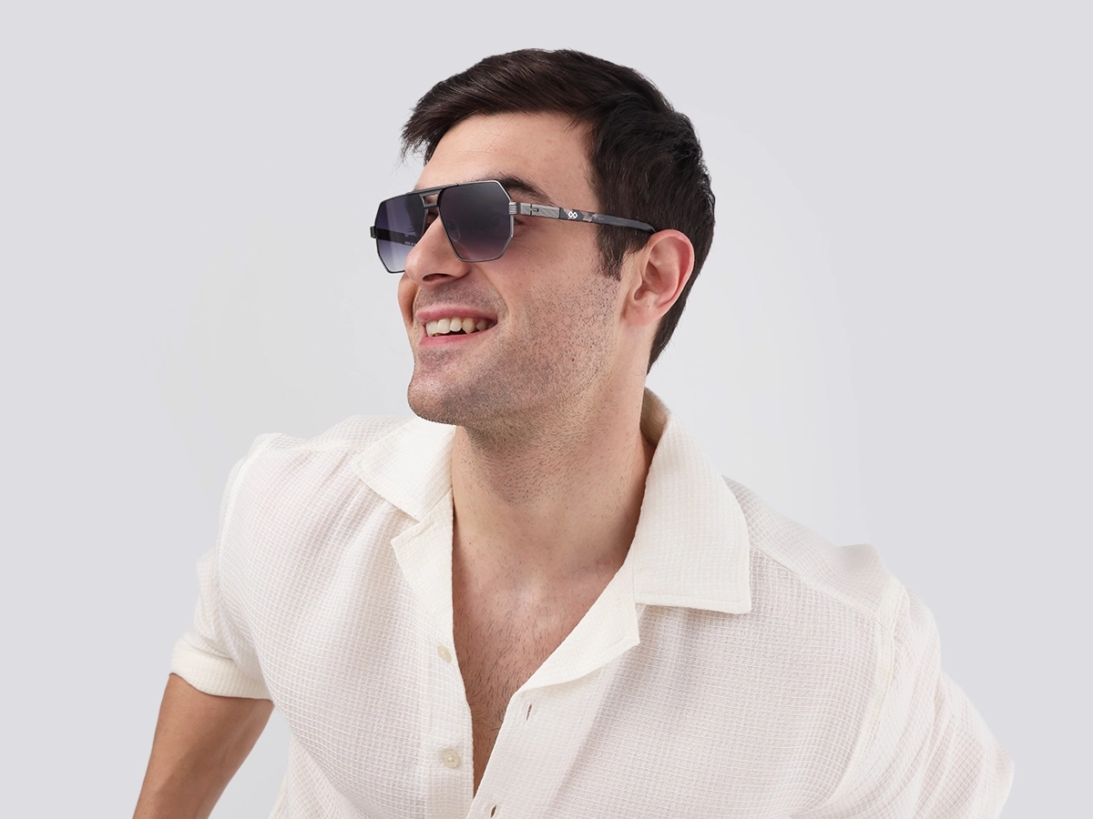 Gradient Flat Top Double Bridge Sunglasses 1