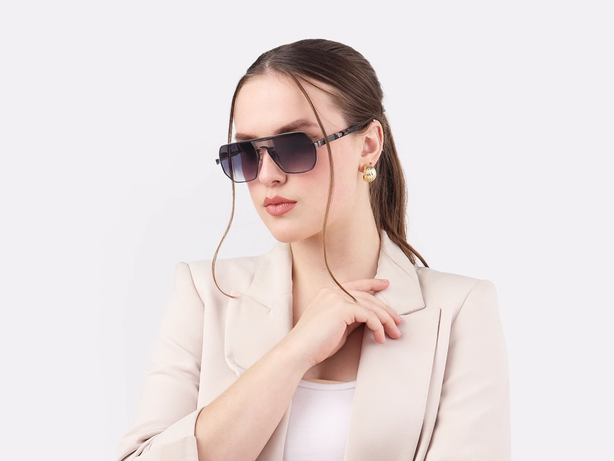 Gradient Flat Top Double Bridge Sunglasses 1