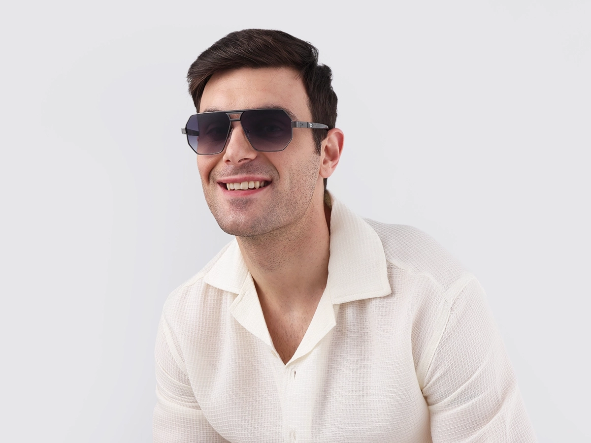 Gradient Flat Top Double Bridge Sunglasses 1