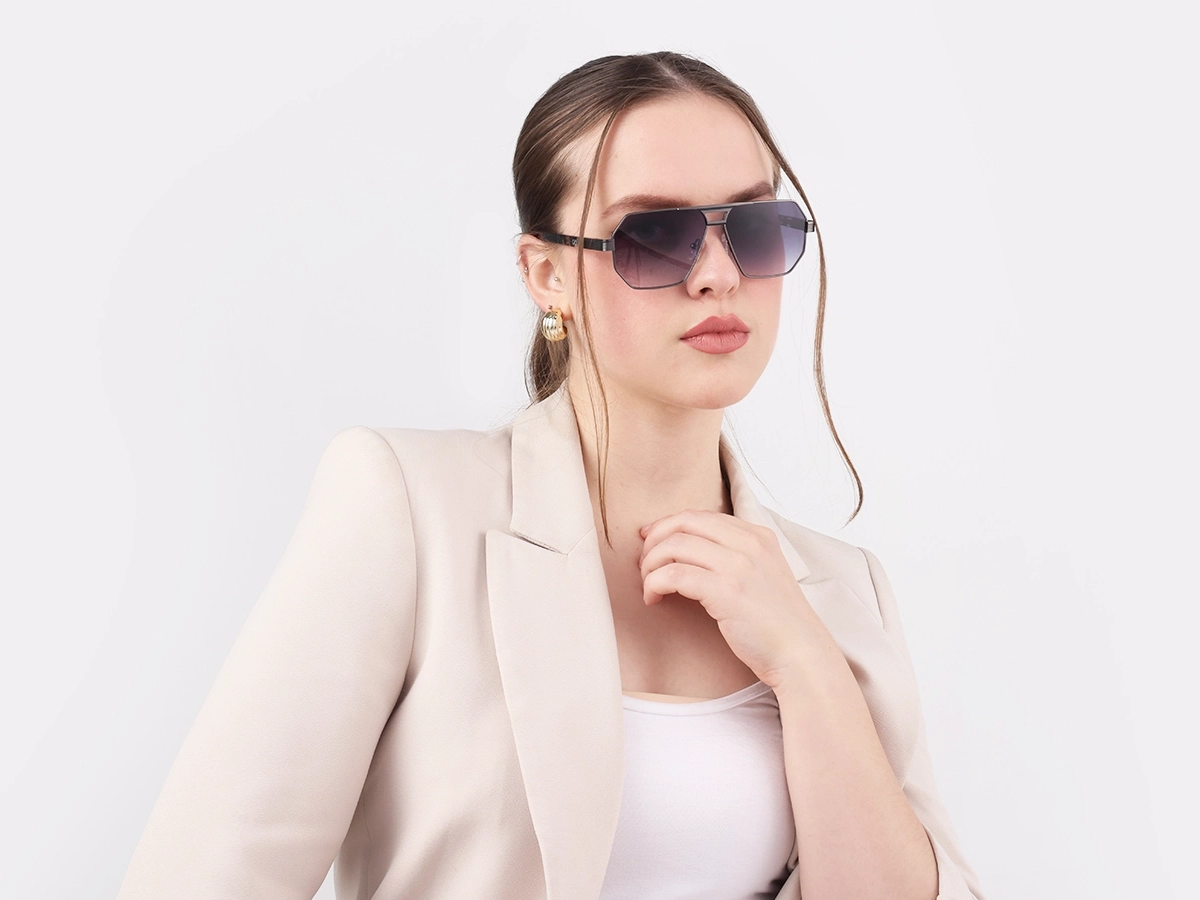 Gradient Flat Top Double Bridge Sunglasses 1
