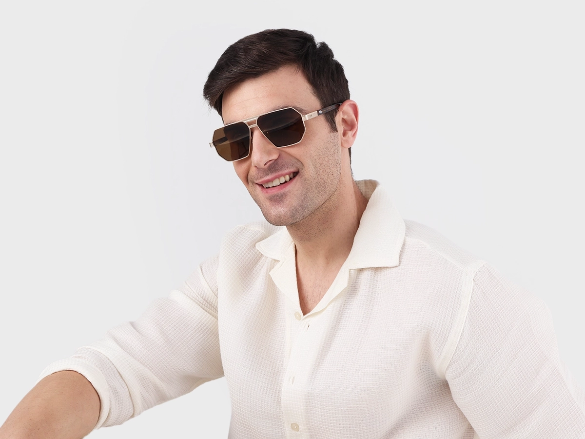 Gold Metal Full Rim Pilot Sunglasses 1