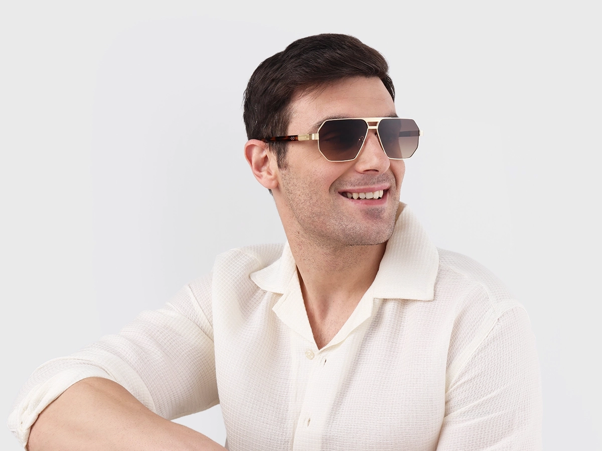 Gold Metal Full Rim Pilot Sunglasses 1