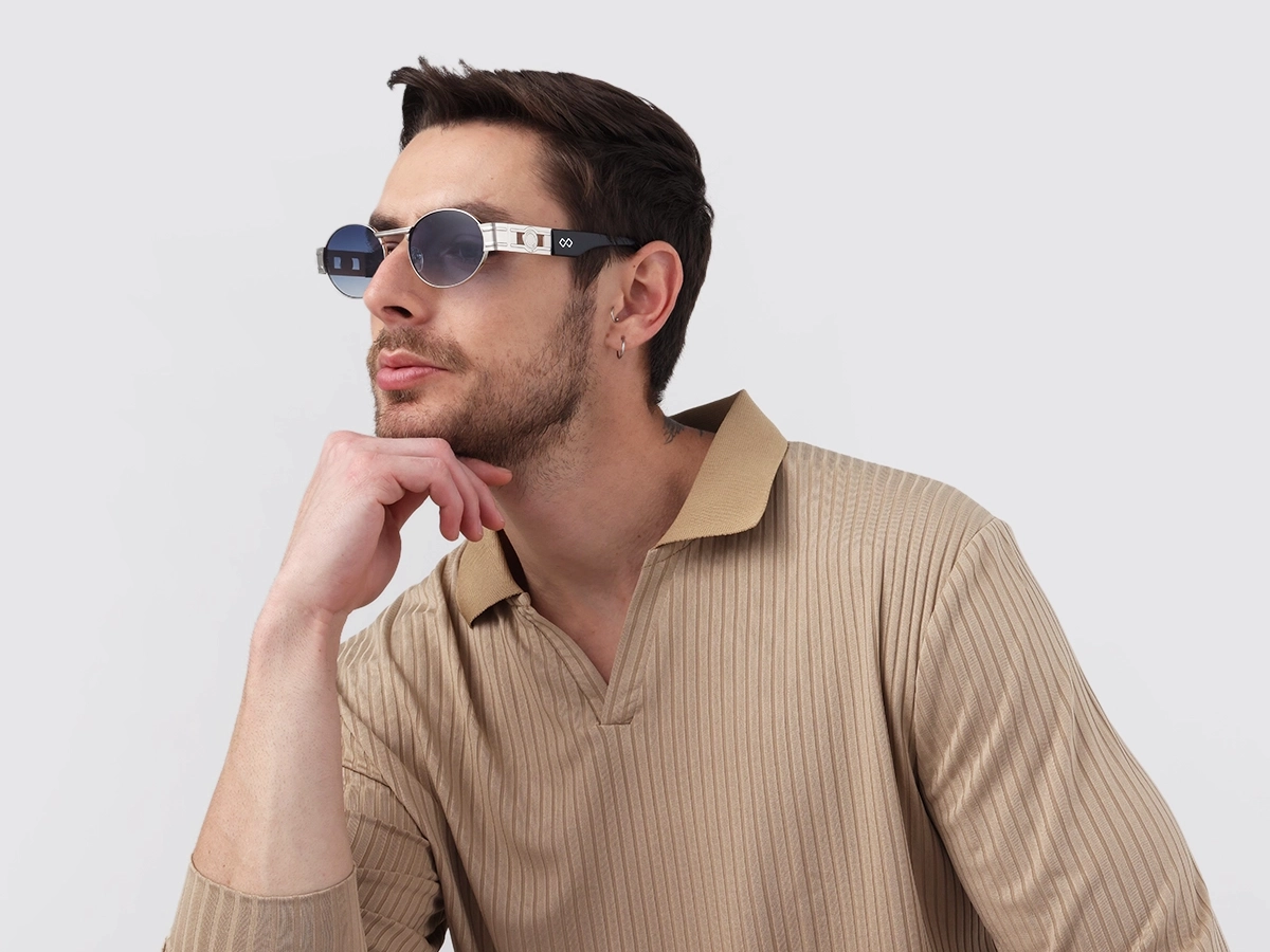 Platinum Silver Metal Oval Sunglasses 1