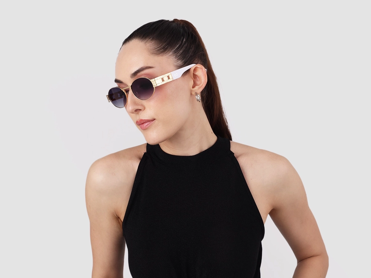 Matte Gold Metal Oval Sunglasses 1