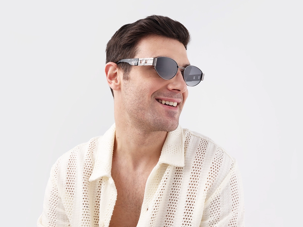 Oval Gunmetal Grey Tinted Sunglasses-1