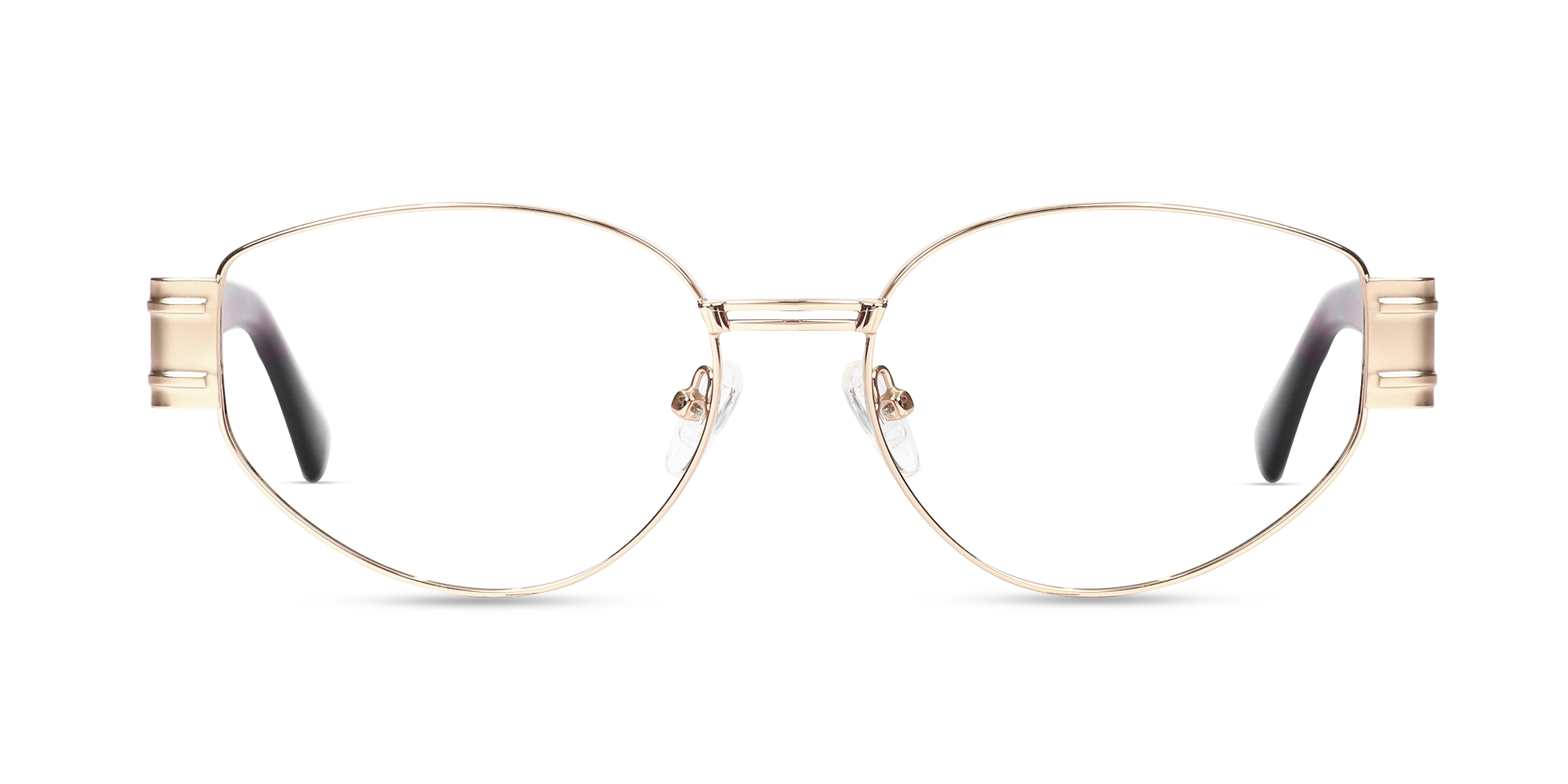 Matte Champagne Gold Oval Full Rim Glasses-1