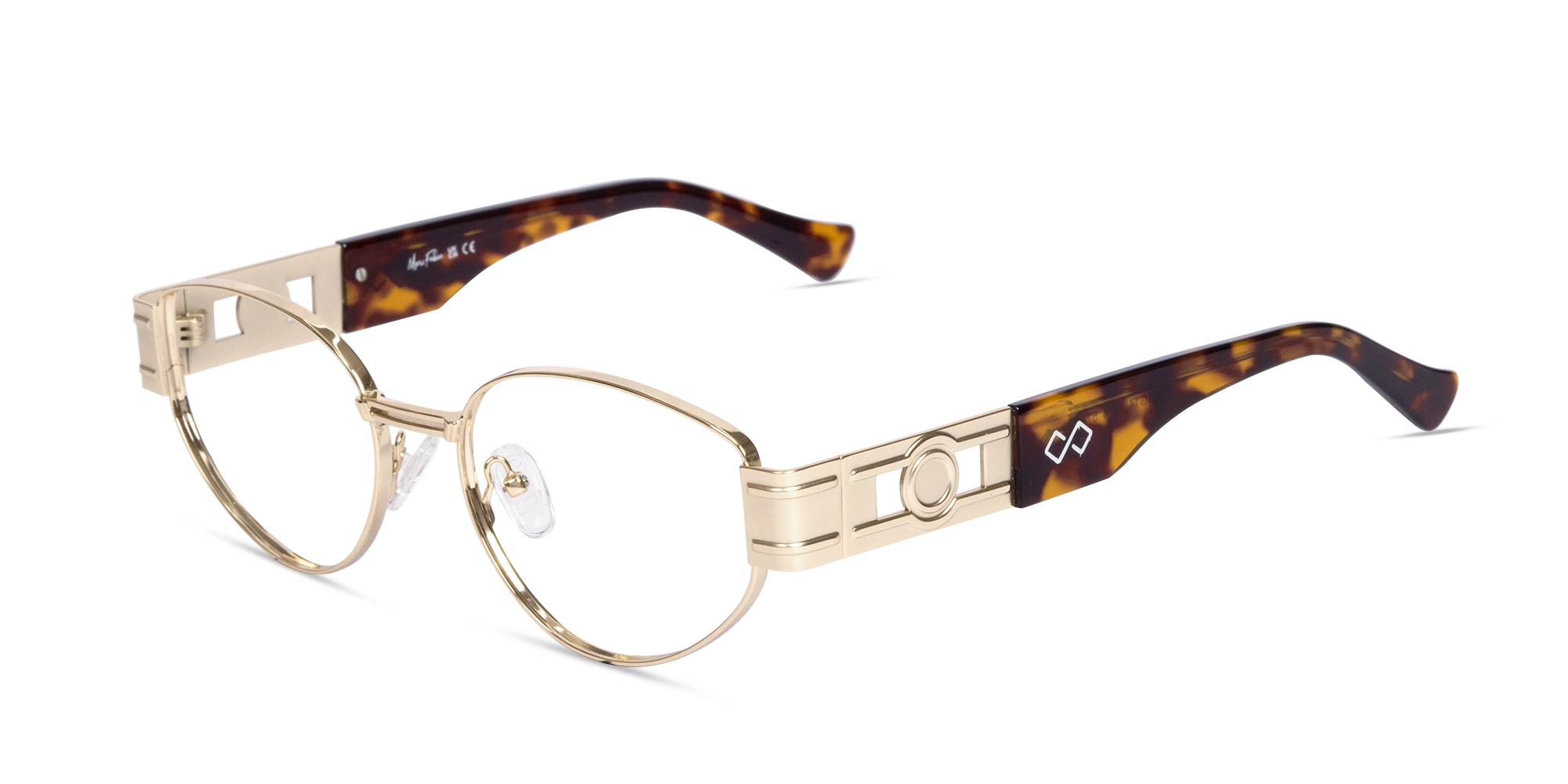Matte Champagne Gold Oval Full Rim Glasses-1