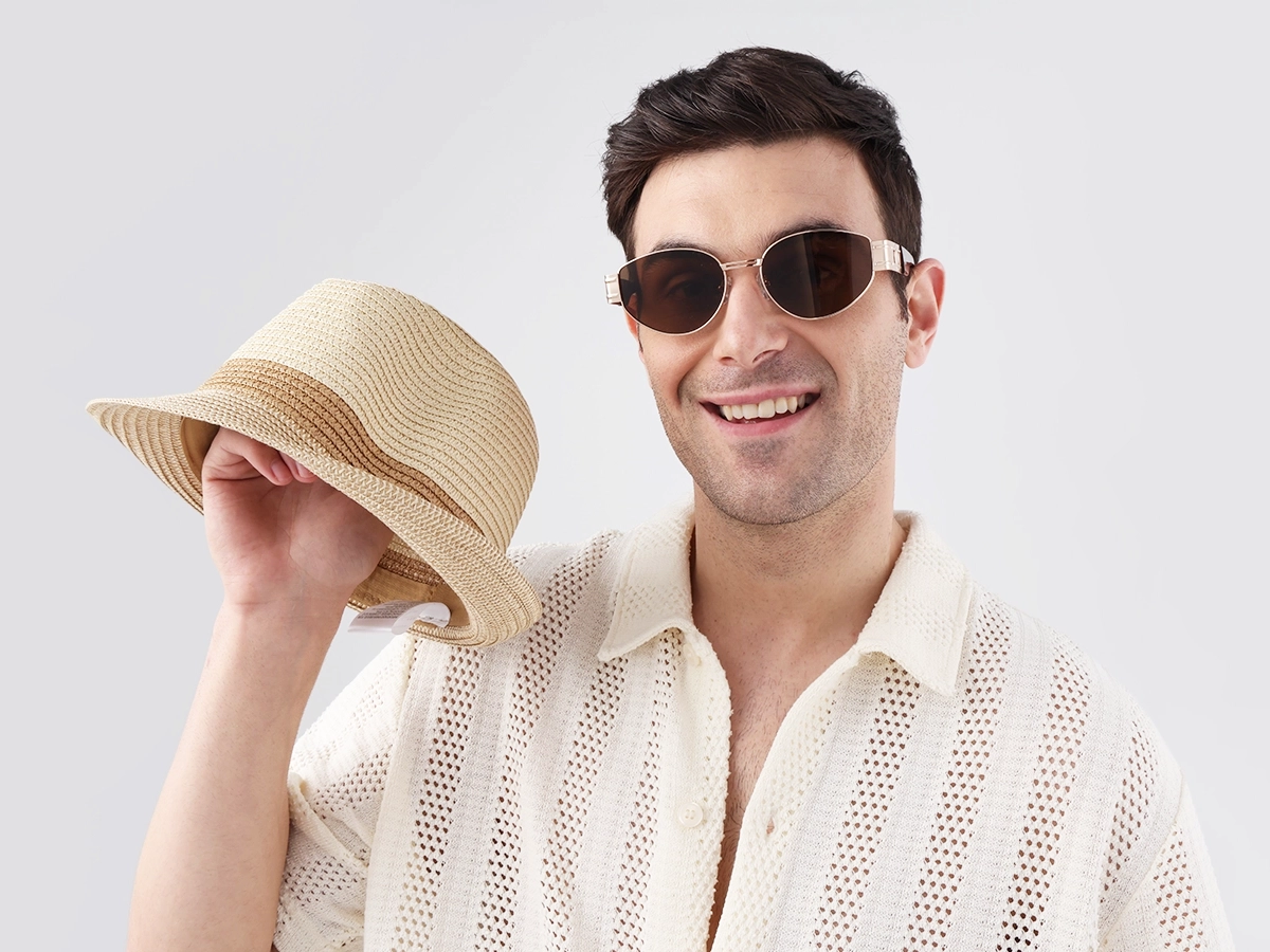 Oval Matte Champagne Gold Full Rim Sunglasses-1