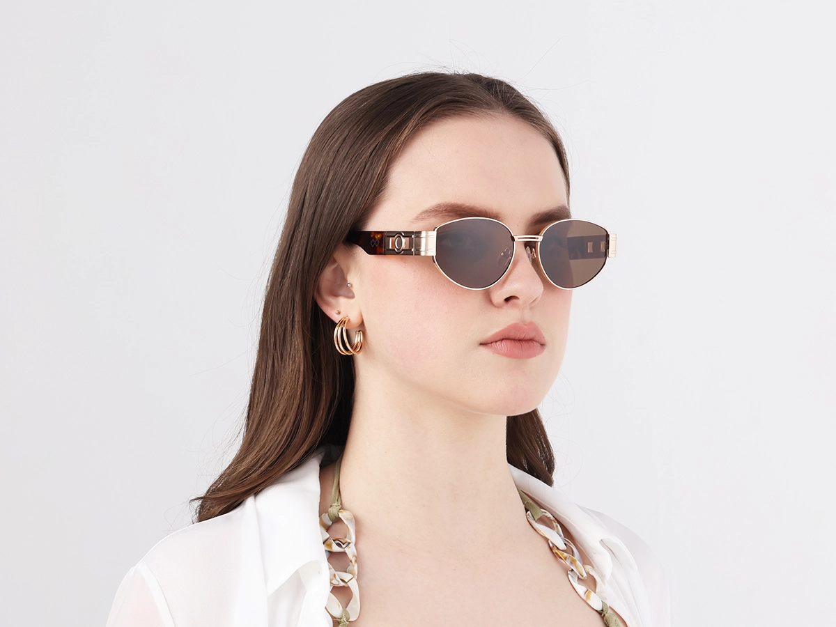 Oval Matte Champagne Gold Full Rim Sunglasses-1