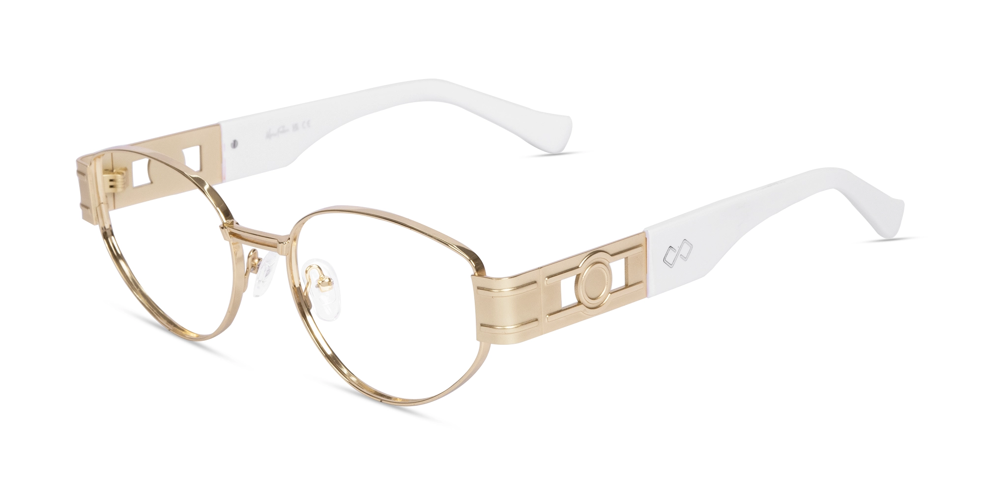 Matte Gold Oval Full Rim Glasses-1