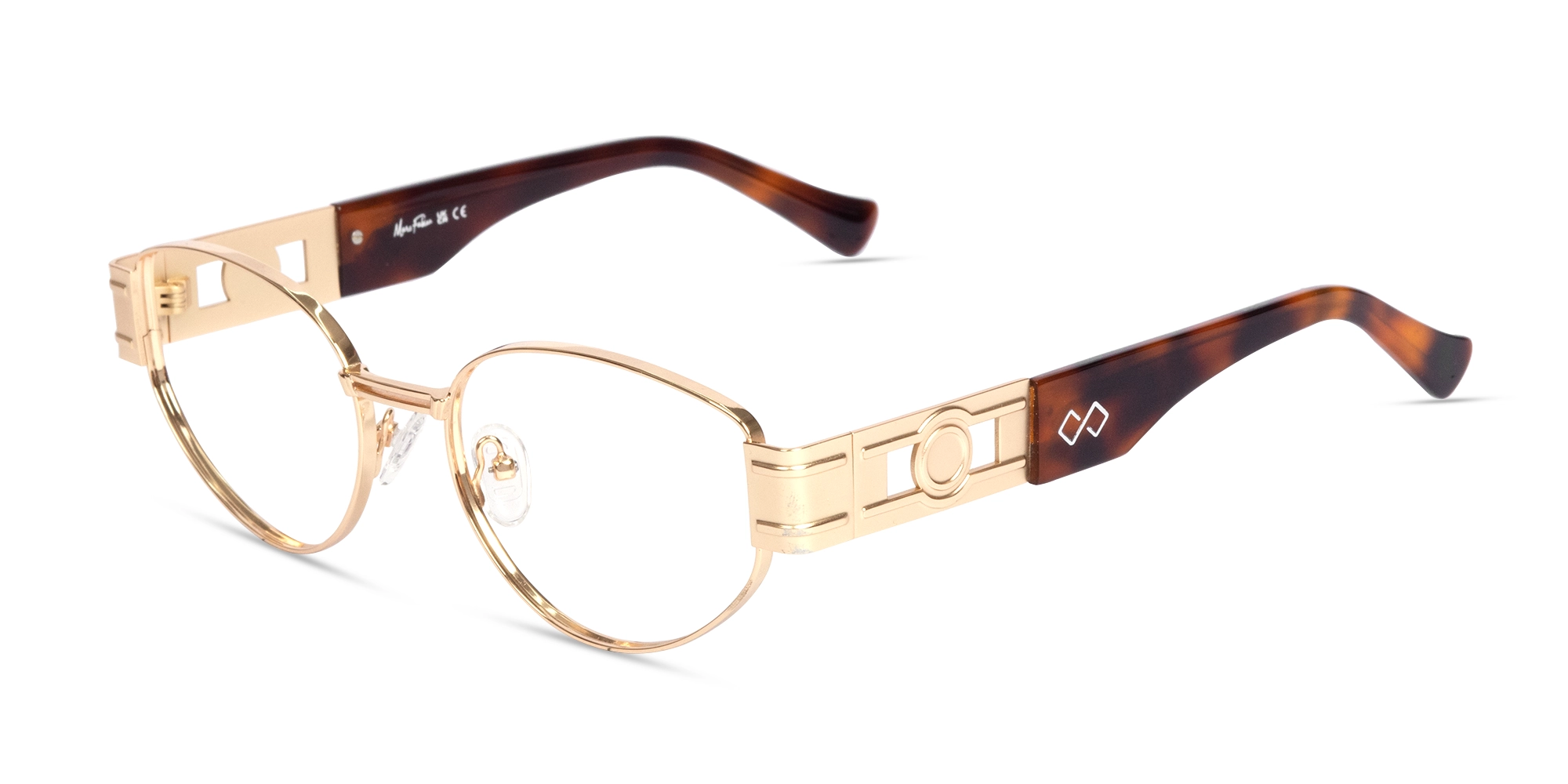 Polished Gold Oval Full Rim Glasses-1