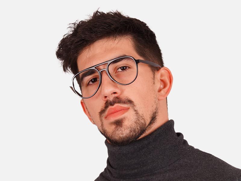Black Aviator Frame Glasses-1